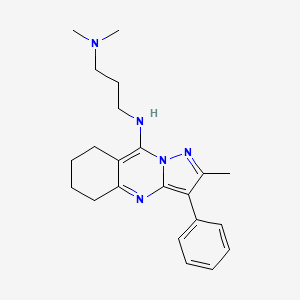 molecular formula C22H29N5 B2694145 N,N-dimethyl-N'-(2-methyl-3-phenyl-5,6,7,8-tetrahydropyrazolo[5,1-b]quinazolin-9-yl)propane-1,3-diamine CAS No. 896078-59-4