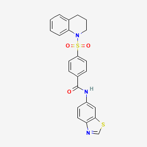 molecular formula C23H19N3O3S2 B2694189 N-(1,3-benzothiazol-6-yl)-4-(1,2,3,4-tetrahydroquinoline-1-sulfonyl)benzamide CAS No. 941966-16-1