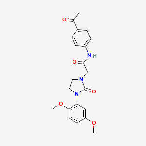 molecular formula C21H23N3O5 B2694231 N-(4-acetylphenyl)-2-[3-(2,5-dimethoxyphenyl)-2-oxoimidazolidin-1-yl]acetamide CAS No. 1257552-01-4
