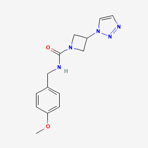 molecular formula C14H17N5O2 B2694243 N-[(4-methoxyphenyl)methyl]-3-(1H-1,2,3-triazol-1-yl)azetidine-1-carboxamide CAS No. 2198573-30-5