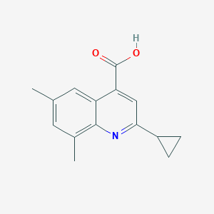 molecular formula C15H15NO2 B2694264 2-Cyclopropyl-6,8-dimethylquinoline-4-carboxylic acid CAS No. 897554-25-5