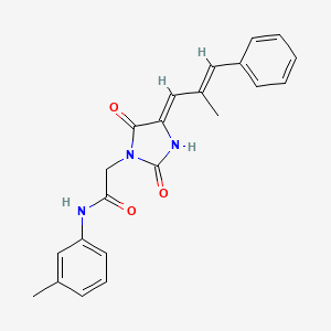 molecular formula C22H21N3O3 B2694311 2-((Z)-4-((E)-2-methyl-3-phenylallylidene)-2,5-dioxoimidazolidin-1-yl)-N-(m-tolyl)acetamide CAS No. 880796-47-4