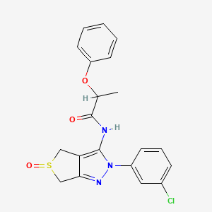 molecular formula C20H18ClN3O3S B2694327 N-(2-(3-chlorophenyl)-5-oxido-4,6-dihydro-2H-thieno[3,4-c]pyrazol-3-yl)-2-phenoxypropanamide CAS No. 1007476-39-2