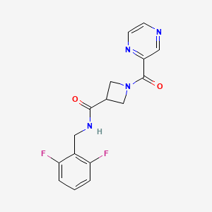 molecular formula C16H14F2N4O2 B2694348 N-[(2,6-difluorophenyl)methyl]-1-(pyrazine-2-carbonyl)azetidine-3-carboxamide CAS No. 1396757-91-7