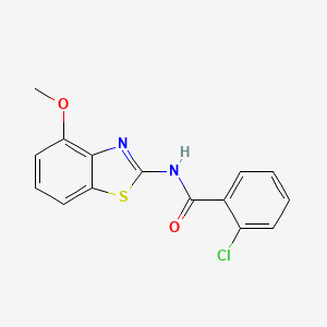 molecular formula C15H11ClN2O2S B2694370 2-chloro-N-(4-methoxy-1,3-benzothiazol-2-yl)benzamide CAS No. 295361-97-6