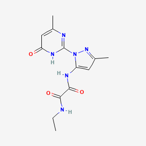 molecular formula C13H16N6O3 B2694382 N1-ethyl-N2-(3-methyl-1-(4-methyl-6-oxo-1,6-dihydropyrimidin-2-yl)-1H-pyrazol-5-yl)oxalamide CAS No. 1013889-13-8