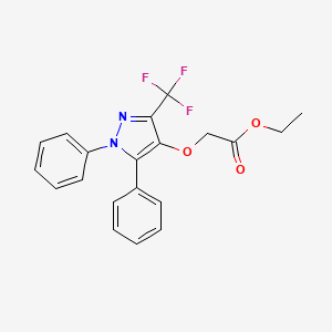 molecular formula C20H17F3N2O3 B2694422 ethyl 2-{[1,5-diphenyl-3-(trifluoromethyl)-1H-pyrazol-4-yl]oxy}acetate CAS No. 318951-49-4