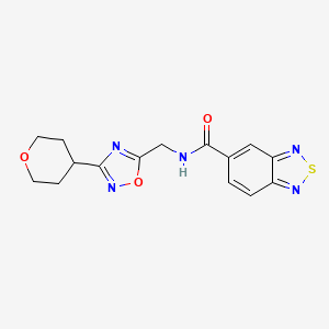 molecular formula C15H15N5O3S B2694456 N-{[3-(oxan-4-yl)-1,2,4-oxadiazol-5-yl]methyl}-2,1,3-benzothiadiazole-5-carboxamide CAS No. 2034227-56-8
