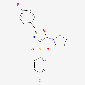 4-((4-Chlorophenyl)sulfonyl)-2-(4-fluorophenyl)-5-(pyrrolidin-1-yl)oxazole