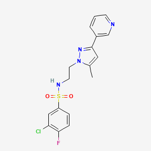 3-chloro-4-fluoro-N-(2-(5-methyl-3-(pyridin-3-yl)-1H-pyrazol-1-yl)ethyl)benzenesulfonamide