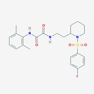 molecular formula C23H28FN3O4S B2694479 N'-(2,6-dimethylphenyl)-N-{2-[1-(4-fluorobenzenesulfonyl)piperidin-2-yl]ethyl}ethanediamide CAS No. 898450-13-0