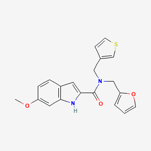 molecular formula C20H18N2O3S B2694531 N-(furan-2-ylmethyl)-6-methoxy-N-(thiophen-3-ylmethyl)-1H-indole-2-carboxamide CAS No. 1798027-67-4