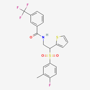 N-(2-((4-fluoro-3-methylphenyl)sulfonyl)-2-(thiophen-2-yl)ethyl)-3-(trifluoromethyl)benzamide