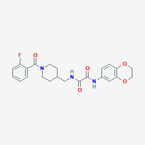 molecular formula C23H24FN3O5 B2694559 N'-(2,3-dihydro-1,4-benzodioxin-6-yl)-N-{[1-(2-fluorobenzoyl)piperidin-4-yl]methyl}ethanediamide CAS No. 1286725-30-1