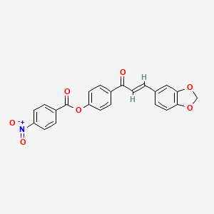 molecular formula C23H15NO7 B2694563 4-[3-(1,3-Benzodioxol-5-yl)acryloyl]phenyl 4-nitrobenzenecarboxylate CAS No. 288306-53-6