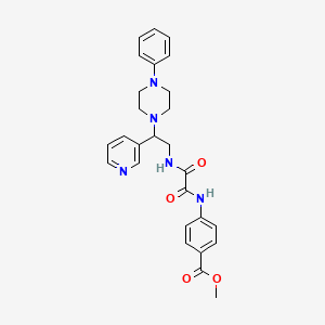 molecular formula C27H29N5O4 B2694566 Methyl 4-({[2-(4-phenylpiperazin-1-yl)-2-(pyridin-3-yl)ethyl]carbamoyl}formamido)benzoate CAS No. 896352-21-9