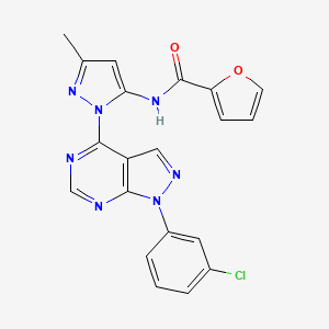 molecular formula C20H14ClN7O2 B2694610 N-(1-(1-(3-chlorophenyl)-1H-pyrazolo[3,4-d]pyrimidin-4-yl)-3-methyl-1H-pyrazol-5-yl)furan-2-carboxamide CAS No. 1005713-00-7