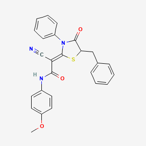 (Z)-2-(5-benzyl-4-oxo-3-phenylthiazolidin-2-ylidene)-2-cyano-N-(4-methoxyphenyl)acetamide