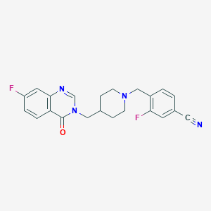 3-Fluoro-4-[[4-[(7-fluoro-4-oxoquinazolin-3-yl)methyl]piperidin-1-yl]methyl]benzonitrile