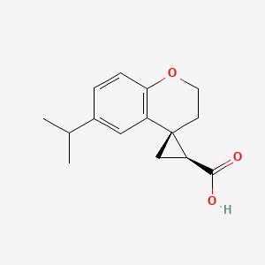 molecular formula C15H18O3 B2694685 (1'S,4R)-6-Propan-2-ylspiro[2,3-dihydrochromene-4,2'-cyclopropane]-1'-carboxylic acid CAS No. 2059913-52-7
