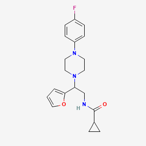 molecular formula C20H24FN3O2 B2694686 N-(2-(4-(4-fluorophenyl)piperazin-1-yl)-2-(furan-2-yl)ethyl)cyclopropanecarboxamide CAS No. 877632-39-8