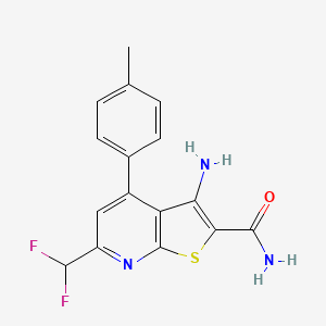 molecular formula C16H13F2N3OS B2694713 3-Amino-6-(difluoromethyl)-4-(4-methylphenyl)thieno[2,3-b]pyridine-2-carboxamide CAS No. 832737-16-3