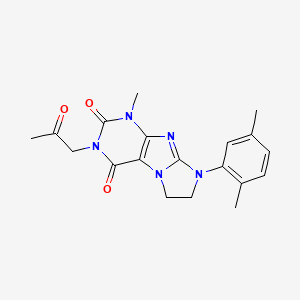 molecular formula C19H21N5O3 B2694765 8-(2,5-Dimethylphenyl)-1-methyl-3-(2-oxopropyl)-1,3,5-trihydroimidazolidino[1, 2-h]purine-2,4-dione CAS No. 919032-58-9