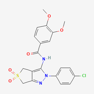molecular formula C20H18ClN3O5S B2694814 N-(2-(4-chlorophenyl)-5,5-dioxido-4,6-dihydro-2H-thieno[3,4-c]pyrazol-3-yl)-3,4-dimethoxybenzamide CAS No. 449791-40-6
