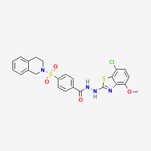 molecular formula C24H21ClN4O4S2 B2694840 N'-(7-chloro-4-methoxy-1,3-benzothiazol-2-yl)-4-(1,2,3,4-tetrahydroisoquinoline-2-sulfonyl)benzohydrazide CAS No. 922620-67-5