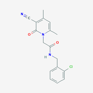 molecular formula C17H16ClN3O2 B2694841 N-[(2-chlorophenyl)methyl]-2-(3-cyano-4,6-dimethyl-2-oxo-1,2-dihydropyridin-1-yl)acetamide CAS No. 932528-63-7