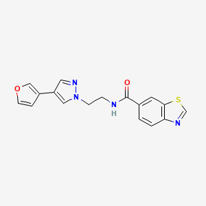 molecular formula C17H14N4O2S B2694867 N-(2-(4-(furan-3-yl)-1H-pyrazol-1-yl)ethyl)benzo[d]thiazole-6-carboxamide CAS No. 2034288-58-7