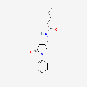 N-((5-oxo-1-(p-tolyl)pyrrolidin-3-yl)methyl)pentanamide
