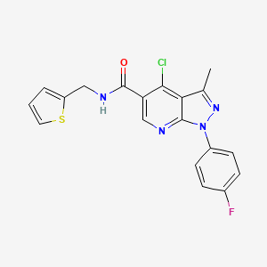 4-chloro-1-(4-fluorophenyl)-3-methyl-N-(thiophen-2-ylmethyl)pyrazolo[3,4-b]pyridine-5-carboxamide
