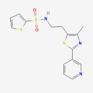 molecular formula C15H15N3O2S3 B2694882 N-{2-[4-methyl-2-(pyridin-3-yl)-1,3-thiazol-5-yl]ethyl}thiophene-2-sulfonamide CAS No. 869069-78-3