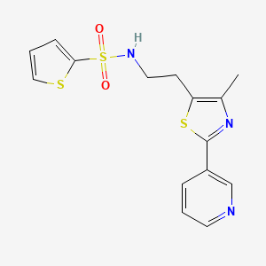 molecular formula C15H15N3O2S3 B2694882 N-[2-(4-甲基-2-吡啶-3-基-1,3-噻唑-5-基)乙基]噻吩-2-磺酰胺 CAS No. 869069-78-3