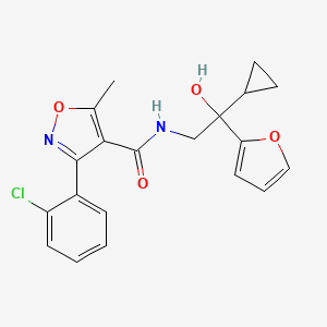 molecular formula C20H19ClN2O4 B2694884 3-(2-chlorophenyl)-N-(2-cyclopropyl-2-(furan-2-yl)-2-hydroxyethyl)-5-methylisoxazole-4-carboxamide CAS No. 1396794-66-3