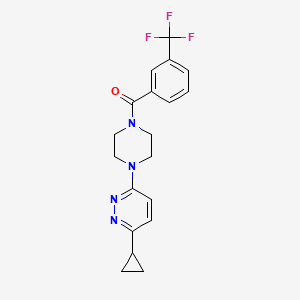 molecular formula C19H19F3N4O B2694885 (4-(6-Cyclopropylpyridazin-3-yl)piperazin-1-yl)(3-(trifluoromethyl)phenyl)methanone CAS No. 2034314-46-8