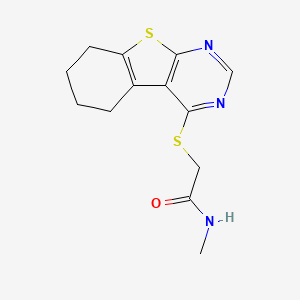 molecular formula C13H15N3OS2 B2694890 N-Methyl-2-{8-thia-4,6-diazatricyclo[7.4.0.0,2,7]trideca-1(9),2,4,6-tetraen-3-ylsulfanyl}acetamide CAS No. 483984-12-9