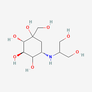 molecular formula C10H21NO7 B2694891 (2S,3R,5S)-5-((1,3-Dihydroxypropan-2-yl)amino)-1-(hydroxymethyl)cyclohexane-1,2,3,4-tetraol CAS No. 1219132-61-2; 83480-29-9