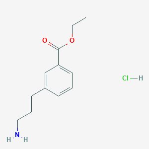 molecular formula C12H18ClNO2 B2694892 Ethyl3-(3-aminopropyl)benzoatehydrochloride CAS No. 2445785-59-9