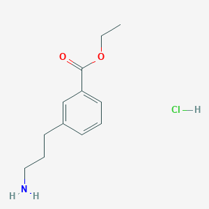 molecular formula C12H18ClNO2 B2694892 乙基-3-(3-氨基丙基)苯甲酸酯;盐酸盐 CAS No. 2445785-59-9