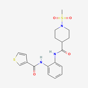 molecular formula C18H21N3O4S2 B2694894 1-(methylsulfonyl)-N-(2-(thiophene-3-carboxamido)phenyl)piperidine-4-carboxamide CAS No. 1207006-65-2