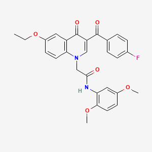 molecular formula C28H25FN2O6 B2694898 N-(2,5-dimethoxyphenyl)-2-[6-ethoxy-3-(4-fluorobenzoyl)-4-oxo-1,4-dihydroquinolin-1-yl]acetamide CAS No. 895653-45-9