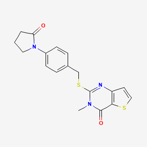 molecular formula C18H17N3O2S2 B2694903 3-甲基-2-{[4-(2-氧代吡咯烷-1-基)苯甲基]硫代}噻吩[3,2-d]嘧啶-4(3H)-酮 CAS No. 1326840-23-6