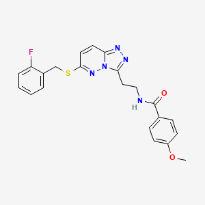 molecular formula C22H20FN5O2S B2694918 N-(2-(6-((2-fluorobenzyl)thio)-[1,2,4]triazolo[4,3-b]pyridazin-3-yl)ethyl)-4-methoxybenzamide CAS No. 872996-27-5