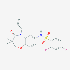 molecular formula C20H20F2N2O4S B2694919 N-(5-allyl-3,3-dimethyl-4-oxo-2,3,4,5-tetrahydrobenzo[b][1,4]oxazepin-7-yl)-2,4-difluorobenzenesulfonamide CAS No. 922078-04-4