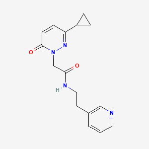 molecular formula C16H18N4O2 B2694947 2-(3-cyclopropyl-6-oxopyridazin-1(6H)-yl)-N-(2-(pyridin-3-yl)ethyl)acetamide CAS No. 2034367-89-8