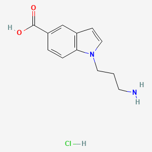 molecular formula C12H15ClN2O2 B2694949 1-(3-Aminopropyl)-1H-indole-5-carboxylic acid hydrochloride CAS No. 2228697-90-1