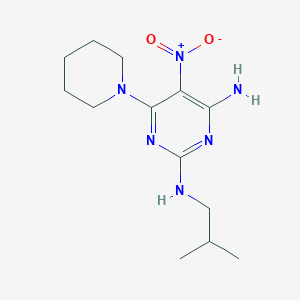 molecular formula C13H22N6O2 B2694950 N2-isobutyl-5-nitro-6-(piperidin-1-yl)pyrimidine-2,4-diamine CAS No. 672943-18-9