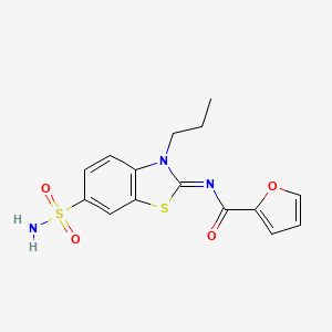 N-(3-propyl-6-sulfamoyl-1,3-benzothiazol-2-ylidene)furan-2-carboxamide
